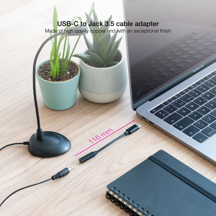 NANO CABLE Adaptador de Audio USB-C Macho a Jack 3.5 Hembra Negro NANO CABLE Adaptador de Audio USB-C Macho a Jack 3.5 Hembra Negro